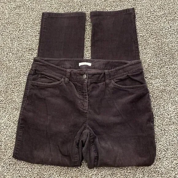 EILEEN FISHER 4 Brown Pinwale Corduroy Cotton Tencel Tapered Ankle Pants Stretch - Picture 8 of 16